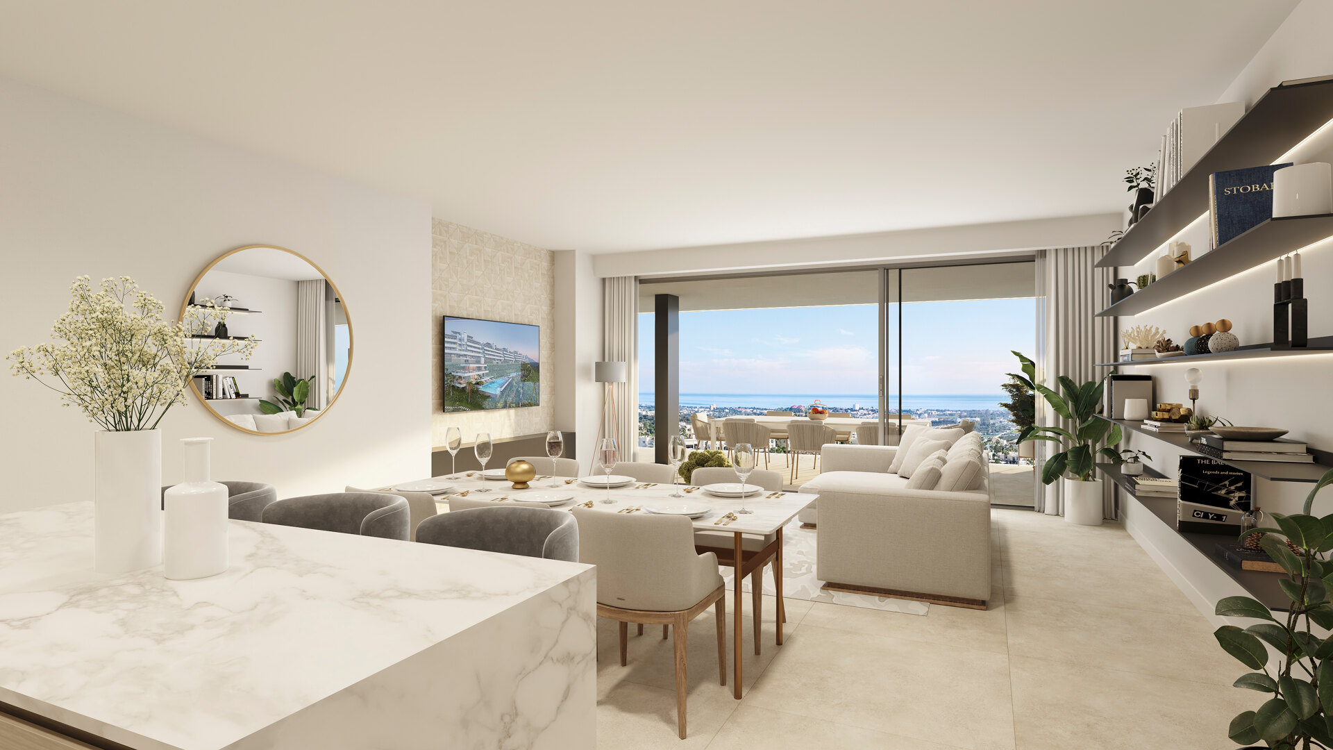 Fantastic complex of 3 and 4 bedroom apartments with panoramic sea views over the Golf Valley