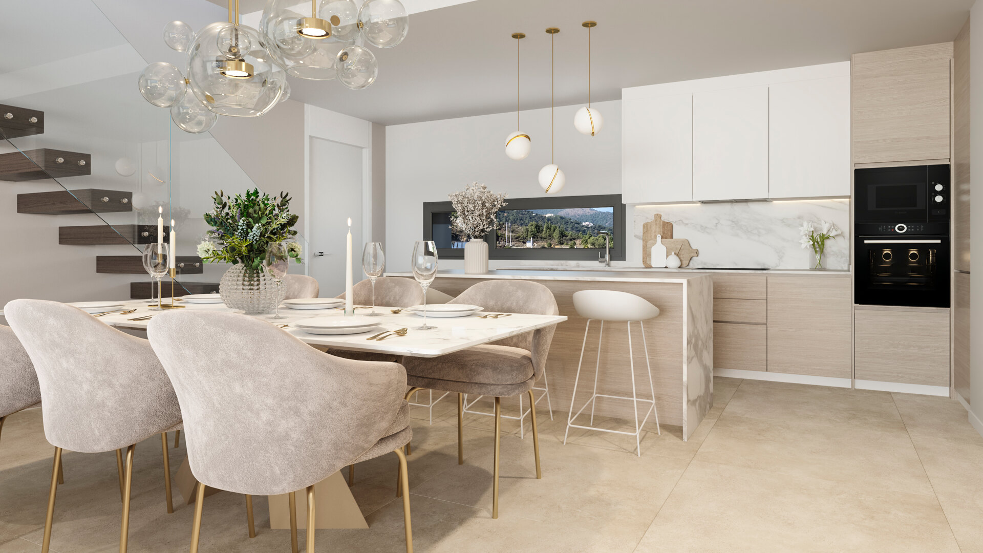 Fantastic complex of 3 and 4 bedroom apartments with panoramic sea views over the Golf Valley