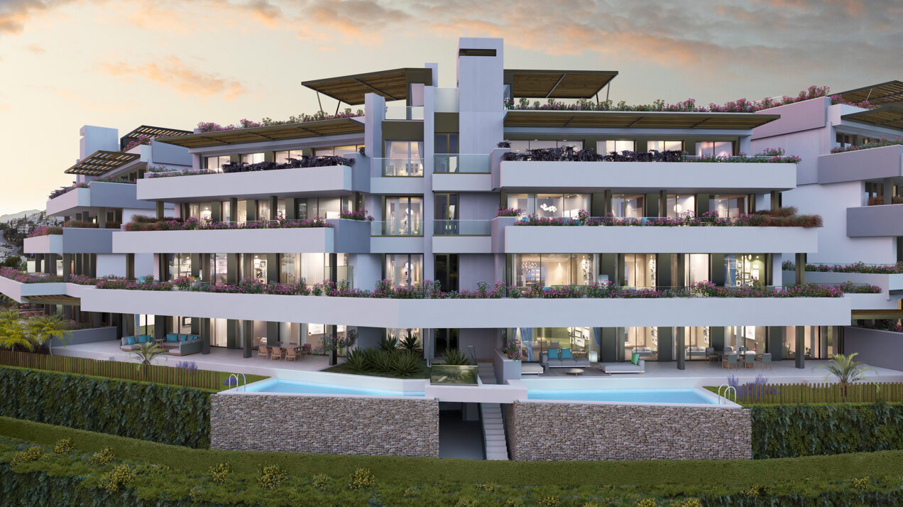 Fantastic complex of 3 and 4 bedroom apartments with panoramic sea views over the Golf Valley