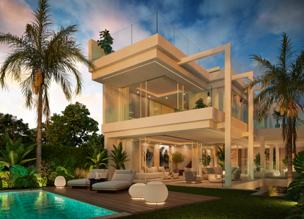 NARA MARBELLA: Exclusivo conjunto de 8 villas de lujo en Valdeolletas, Marbella, con piscina privada y vistas al mar