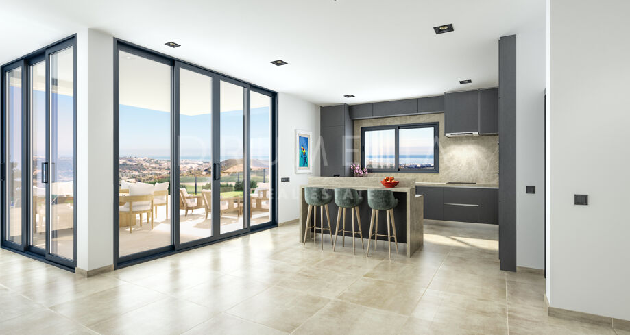 Nouvelle villa de style contemporain avec vue sur la mer près du terrain de golf à La Cala de Mijas