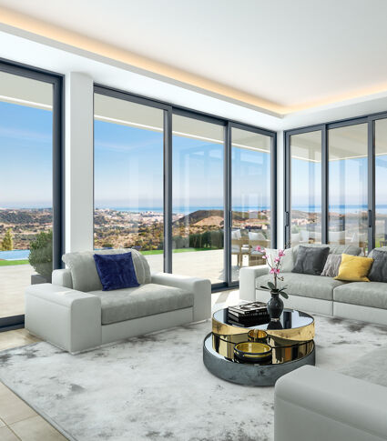 Nouvelle villa de style contemporain avec vue sur la mer près du terrain de golf à La Cala de Mijas