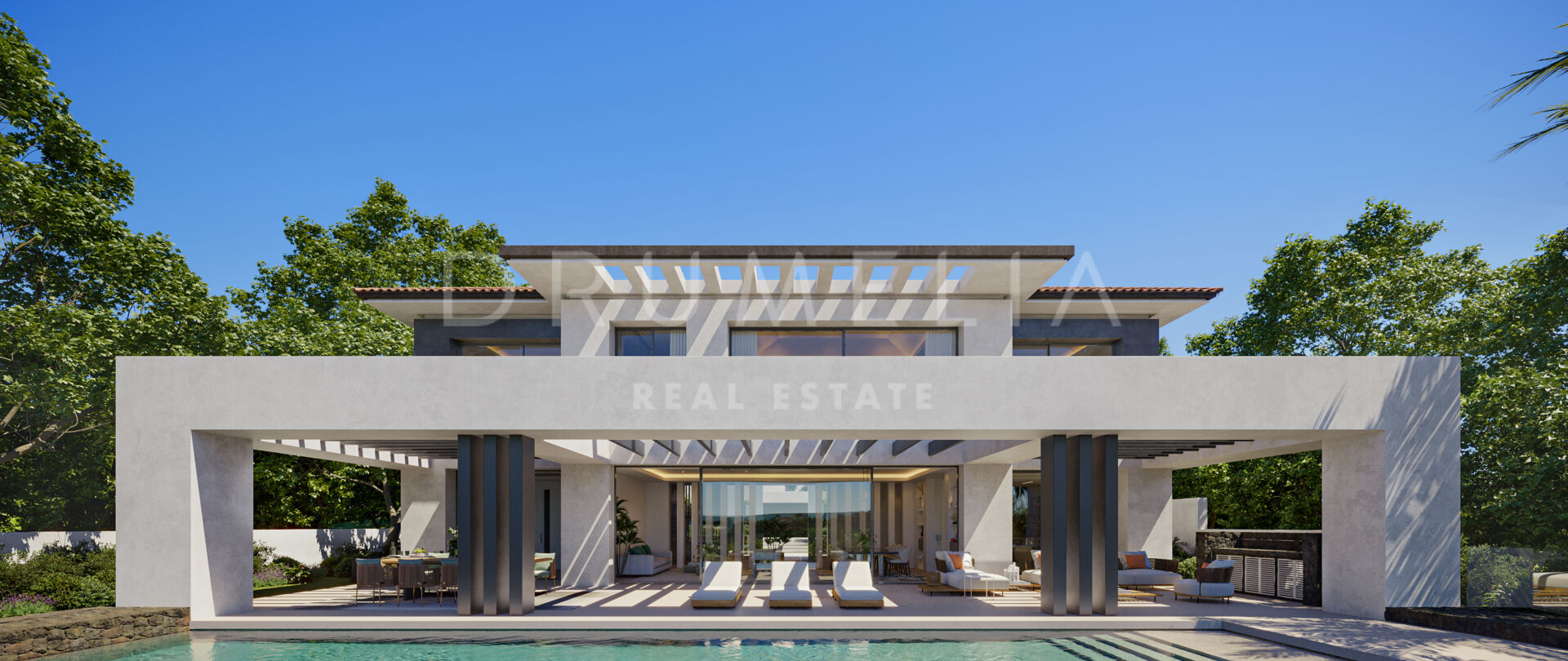 Elegante y moderna villa de lujo sobre plano con preciosas vistas al mar en La Quinta, Benahavís