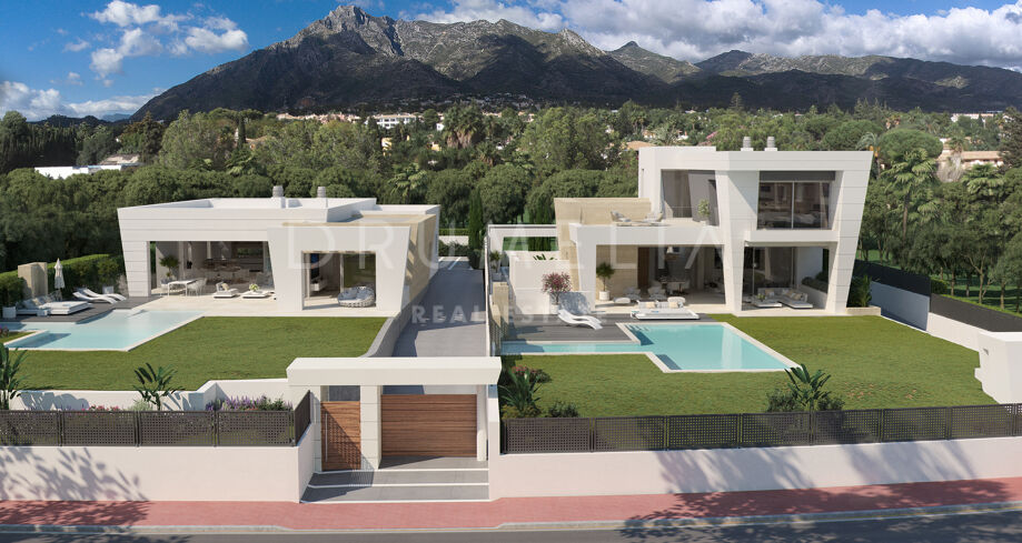 Grundstück mit Projekt einer modernen Luxusvilla mit Pool in Rocio de Nagüeles, Goldene Meile von Marbella