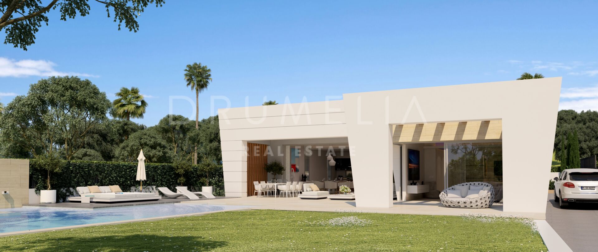 Parcela con proyecto de moderna villa de lujo con piscina en Rocio de Nagüeles, Milla de Oro de Marbella