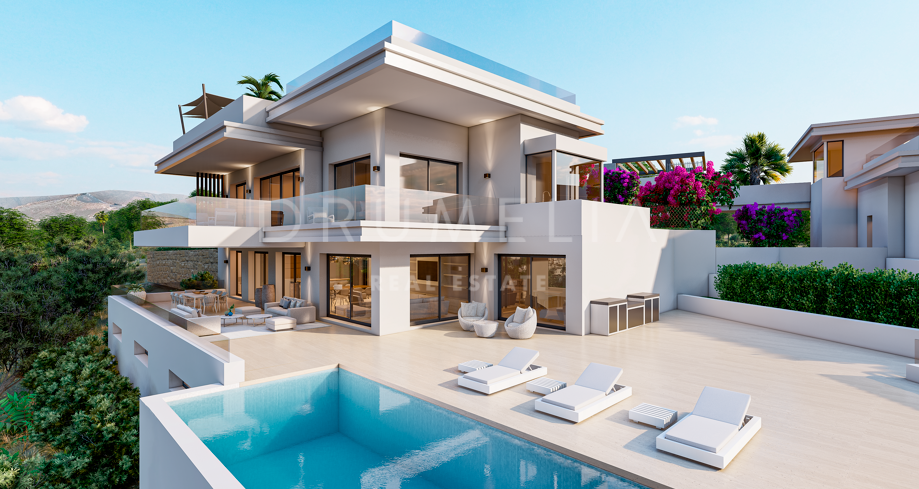 Nouvelle villa moderne de luxe avec vue panoramique imprenable, La Resina Golf, Estepona