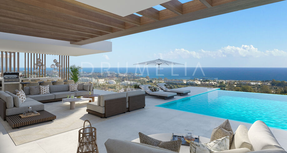 Luxe villa in het schilderachtige La Resina del Golf met panoramisch uitzicht op zee, Estepona