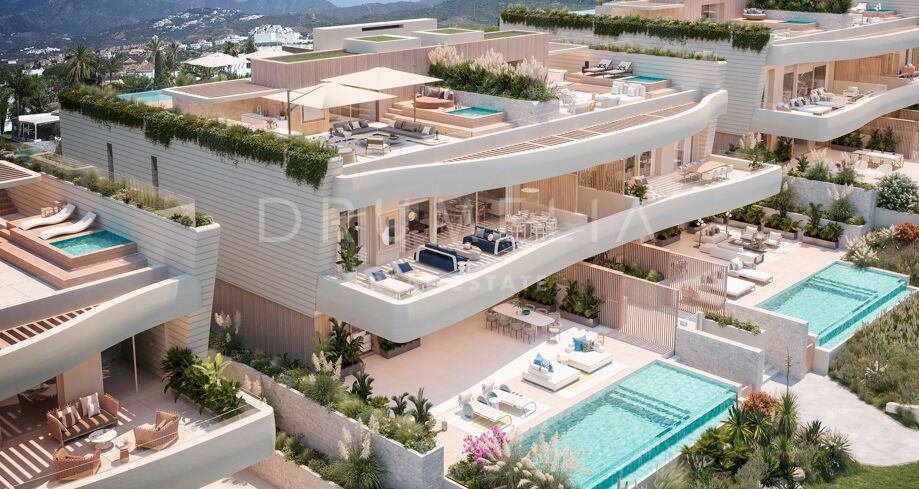 Neue atemberaubende moderne Luxus-Doppelhaushälfte am Strand in Las Chapas, Marbella Ost