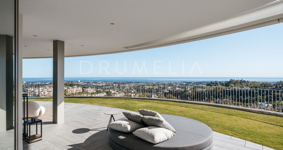 The View Earth - Modern lägenhet på bottenvåningen i ny miljövänlig utveckling med panoramautsikt över havet i Benahavís