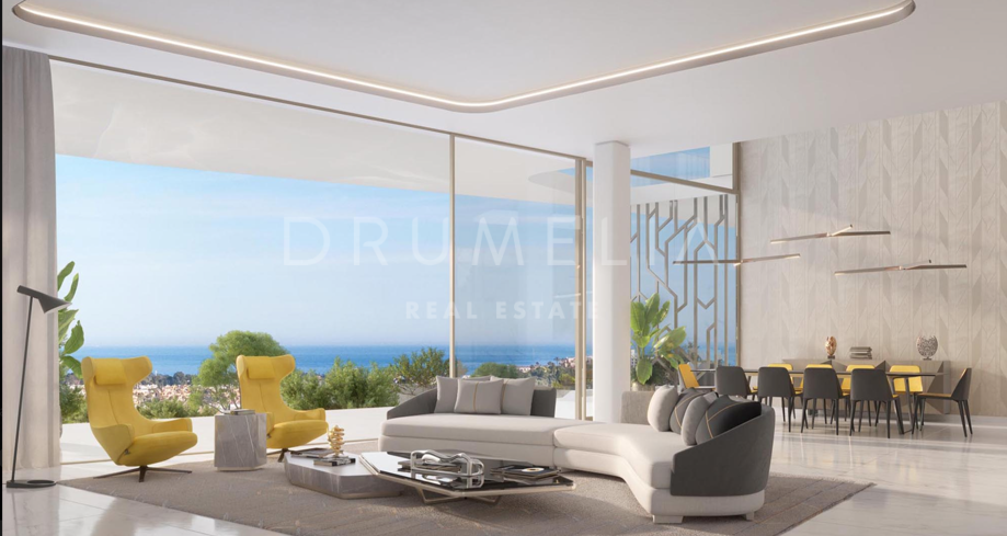 Luxueuse villa clé en main à vendre à Benahavis Hills, avec vue panoramique sur Marbella.