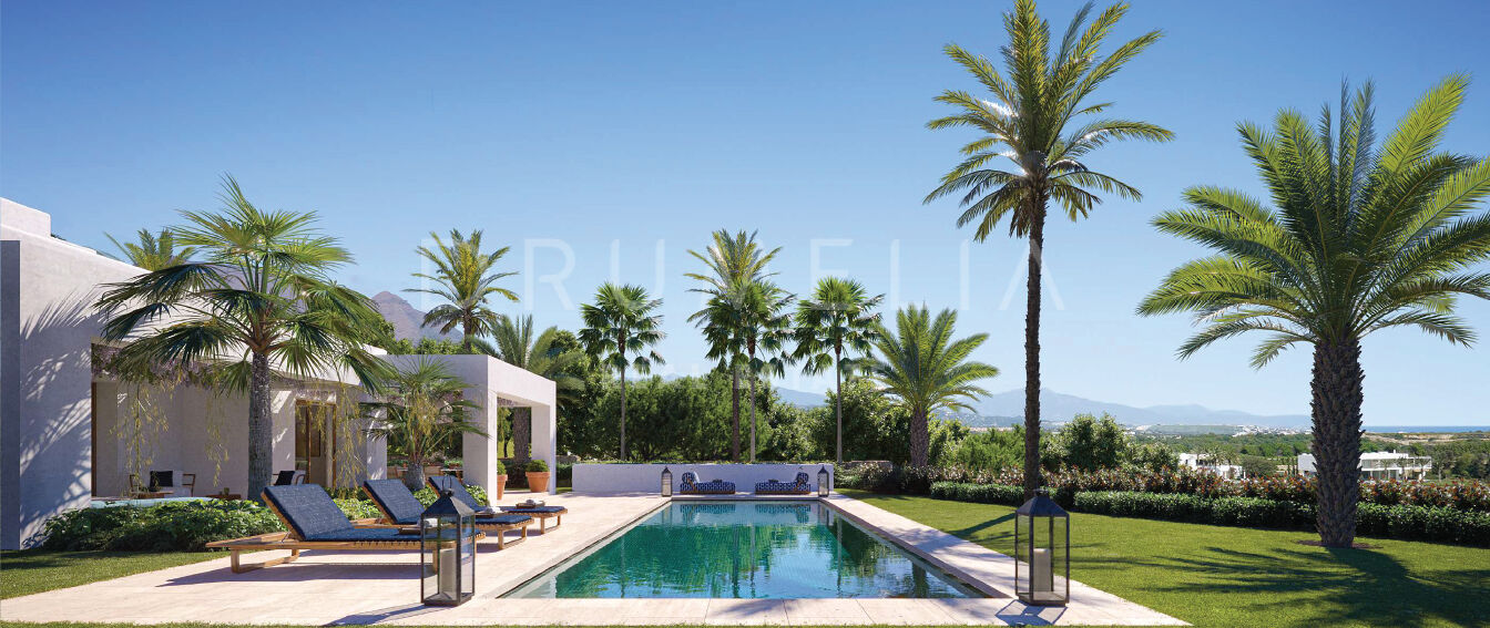 Brandneue Golfvilla in erster Reihe mit zeitgenössischer Architektur in der Finca Cortesin, Casares