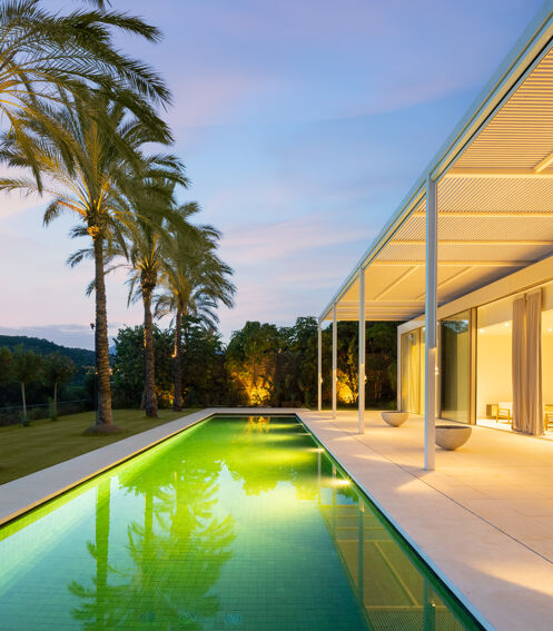 New frontline golf contemporary luxury villa with beautiful views in elite Finca Cortesin, Casares.