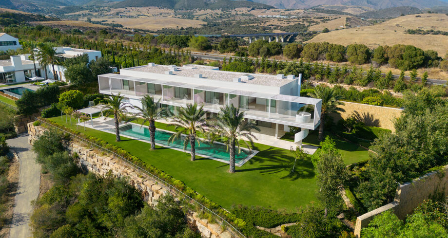 New innovative frontline golf Avant-garde luxury villa with superb views in Finca Cortesin, Casares.