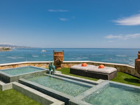 THE SEA - Prestigious Unique Frontline Beach Duplex Penthouse on the Golden Mile, Marbella