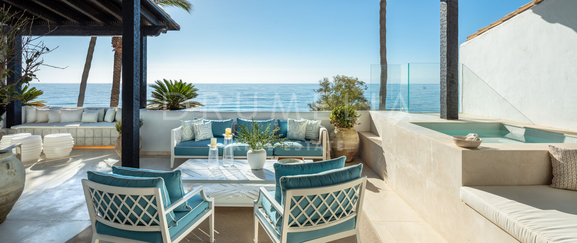 Front-line beach renovated chic duplex penthouse in Marina de Puente Romano, Marbella's Golden Mile