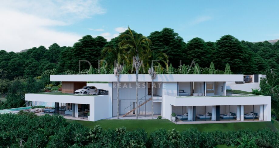 Stunning signature villa project with panoramic sea and mountain views in Monte Mayor, Benahavís