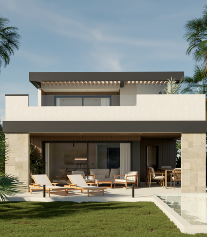 Gloednieuwe prachtige luxe villa in eigentijdse stijl te koop aan de New Golden Mile van Estepona