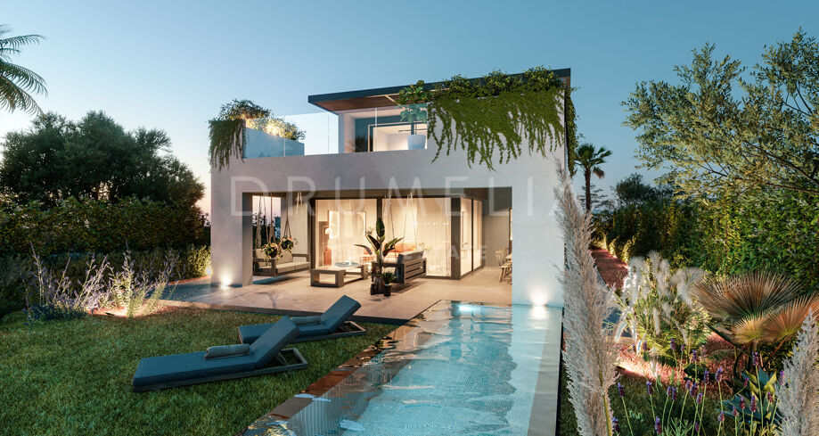 Helt ny fantastisk lyxvilla i modern stil till salu på den nya Golden Mile i Estepona