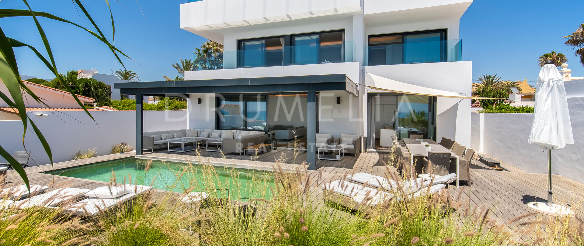 New Stunning Frontline Beach Modern Luxury House, Costabella, Marbella East