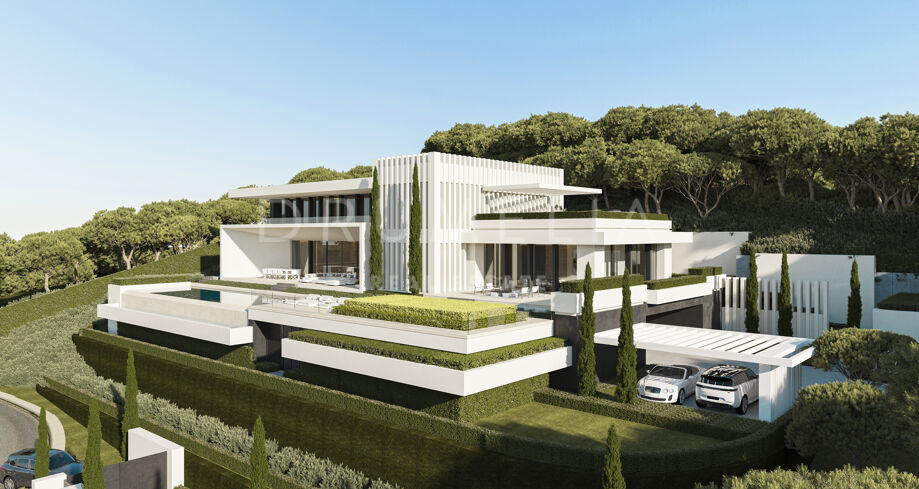 Modern villa med panoramautsikt i La Reserva del Alcuzcuz, Benahavís