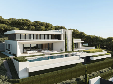 Moderne villa op de heuvels met panoramisch uitzicht in La Reserva del Alcuzcuz, Benahavís