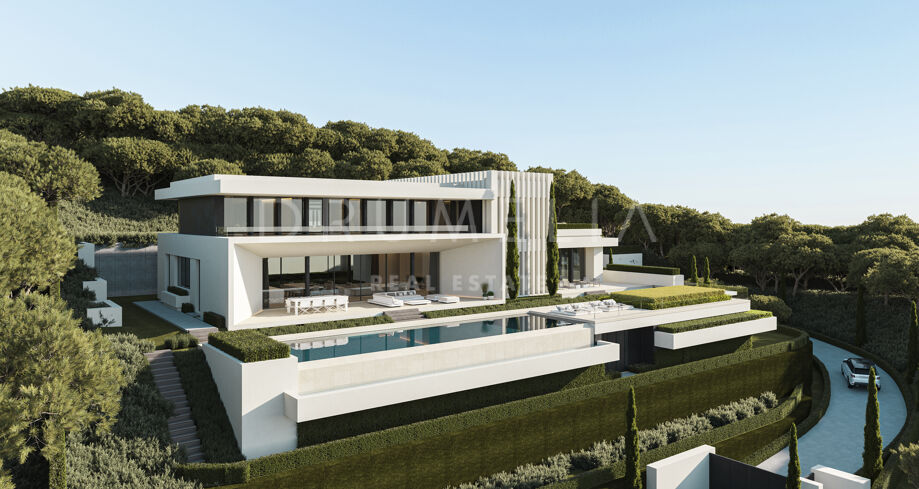Modern villa med panoramautsikt i La Reserva del Alcuzcuz, Benahavís