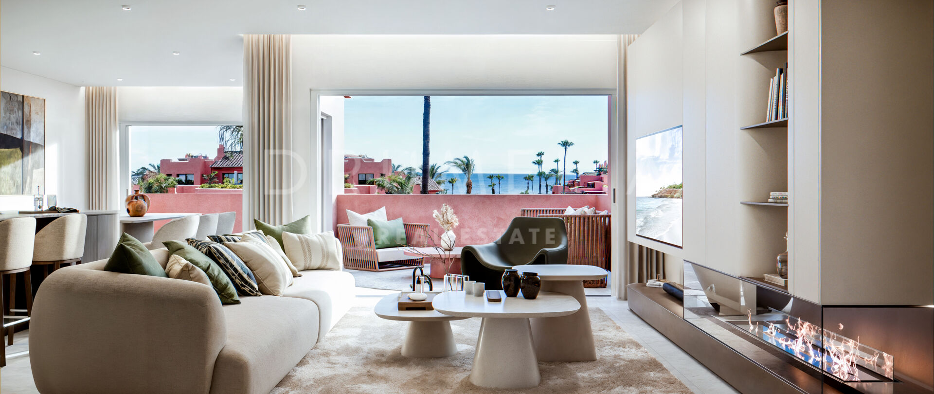 Beachfront luxury penthouse in Cabo Bermejo with tropical gardens, gym, and fine dining.