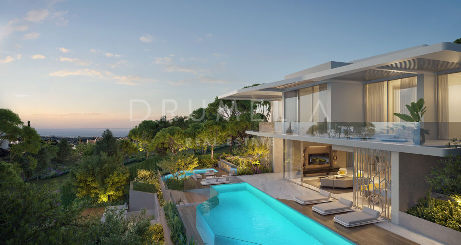 Brand-new stunning contemporary style high-end villa for luxurious living in La Alqueria, Benahavís