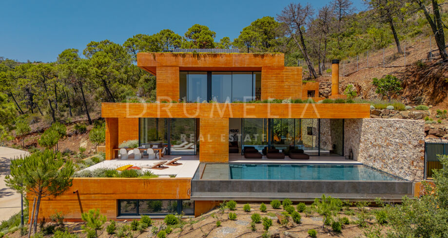 Total Privacy and Views in a Bold Hillside Villa in Monte Mayor Benahavis