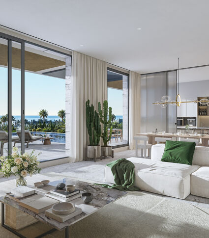 Villa Moderna Sobre Plano de 4 Dormitorios con Vistas Únicas al Mar en Bel- Air, Estepona