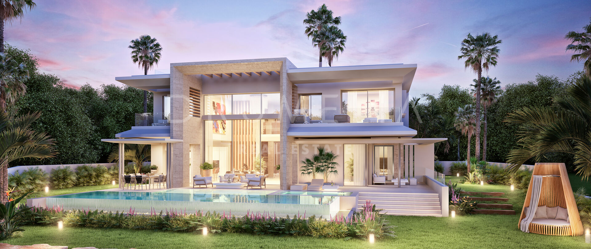 Brandneue moderne und umweltfreundliche Luxusvilla mit See- und Bergblick in Ojen zu verkaufen