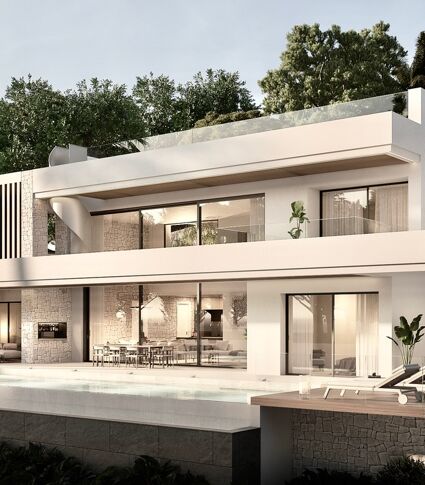 Perceel met Open Uitzicht en Project voor een Hedendaagse Villa in Elviria, Oost-Marbella