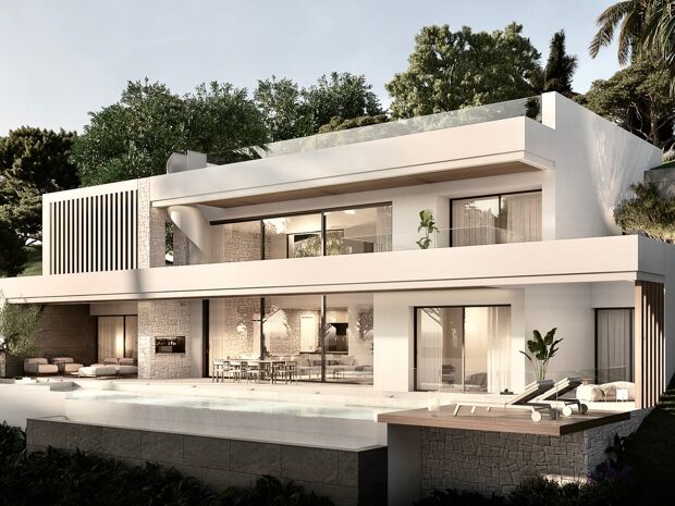 Perceel met Open Uitzicht en Project voor een Hedendaagse Villa in Elviria, Oost-Marbella