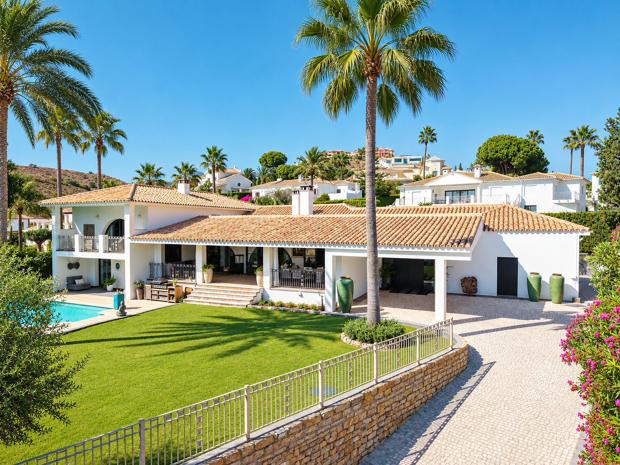Elegante villa met zeezicht op een verhoogd perceel in El Paraíso Alto, Benahavís