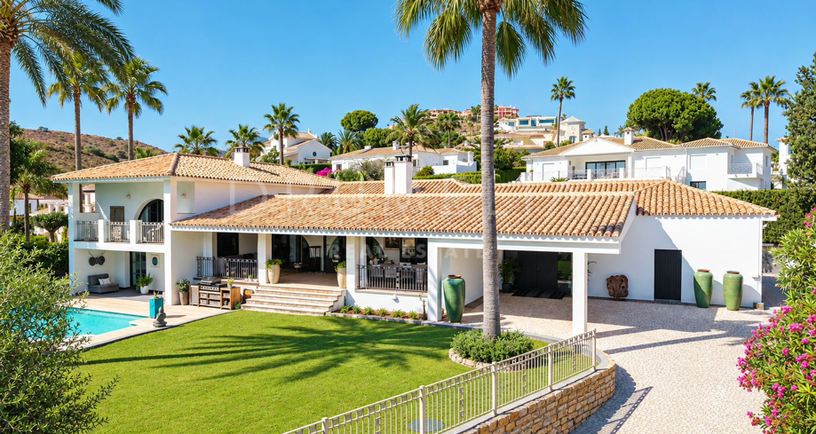 Villa élégante avec vue sur la mer sur un terrain surélevé à El Paraíso Alto, Benahavís