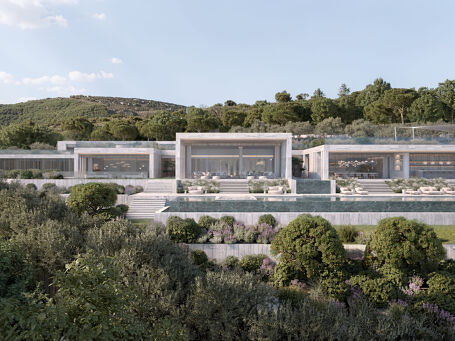Villa de nueva construcción con vistas panorámicas al mar y Gibraltar en La Reserva, Sotogrande