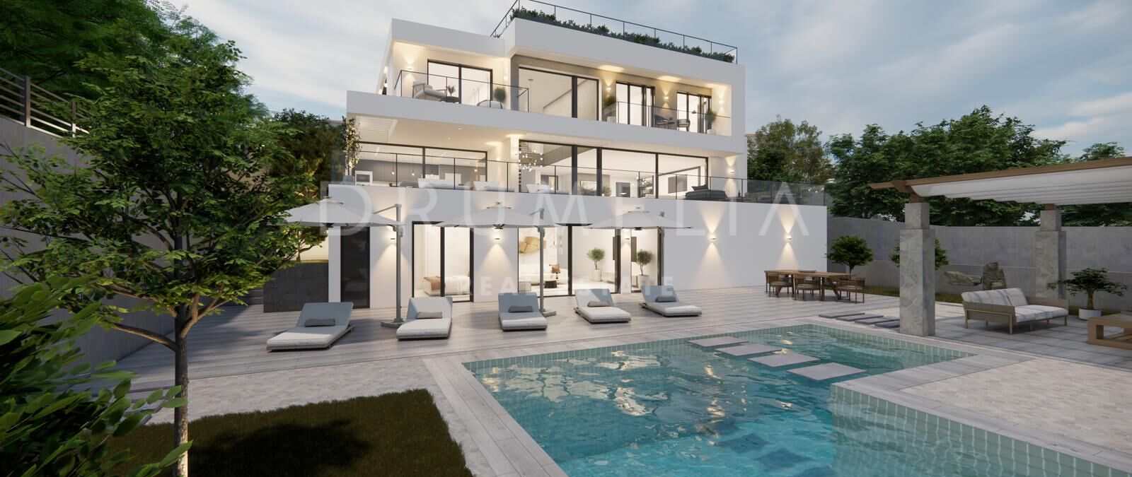 Contemporary villa project with pool and solarium in Elviria, Marbella East