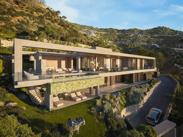 Villa contemporánea en Real de La Quinta con vistas panorámicas al mar