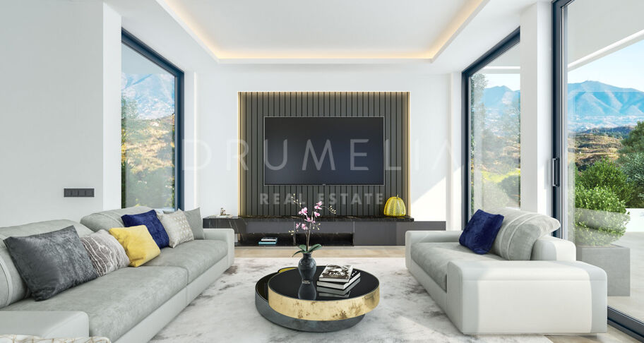 Gloednieuwe villa in moderne stijl met zeezicht dichtbij de golfbaan in La Cala de Mijas