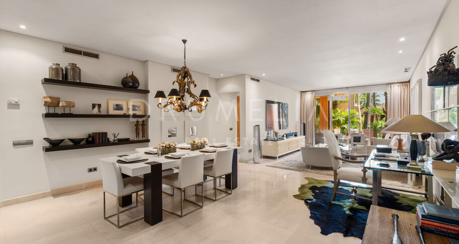 Spacious ground-floor apartment with private garden in Mansion Club, Golden Mile – Marbella
