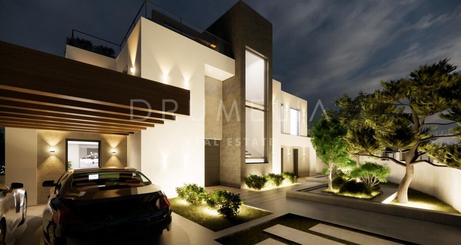 Proyecto de villa contemporánea con piscina y solárium en Elviria, Marbella Este