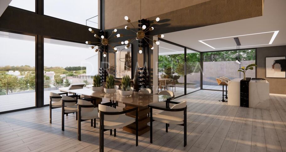 Proyecto de villa contemporánea con piscina y solárium en Elviria, Marbella Este