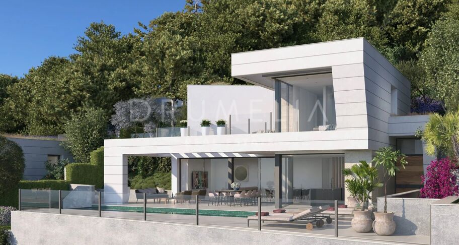 Modern lyxvilla med panoramautsikt i kullarna ovanför Málaga