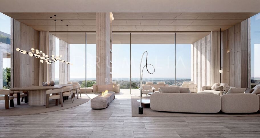 Neubau Villa mit Panoramablick auf das Meer und Gibraltar Ansichten in La Reserva, Sotogrande