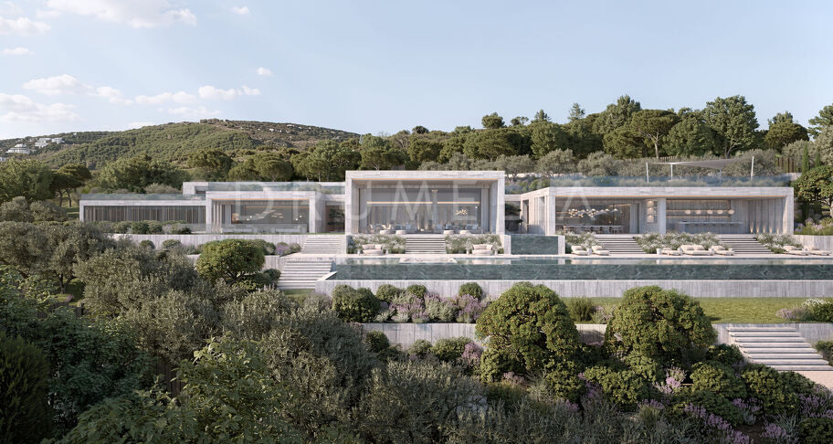 Neubau Villa mit Panoramablick auf das Meer und Gibraltar Ansichten in La Reserva, Sotogrande