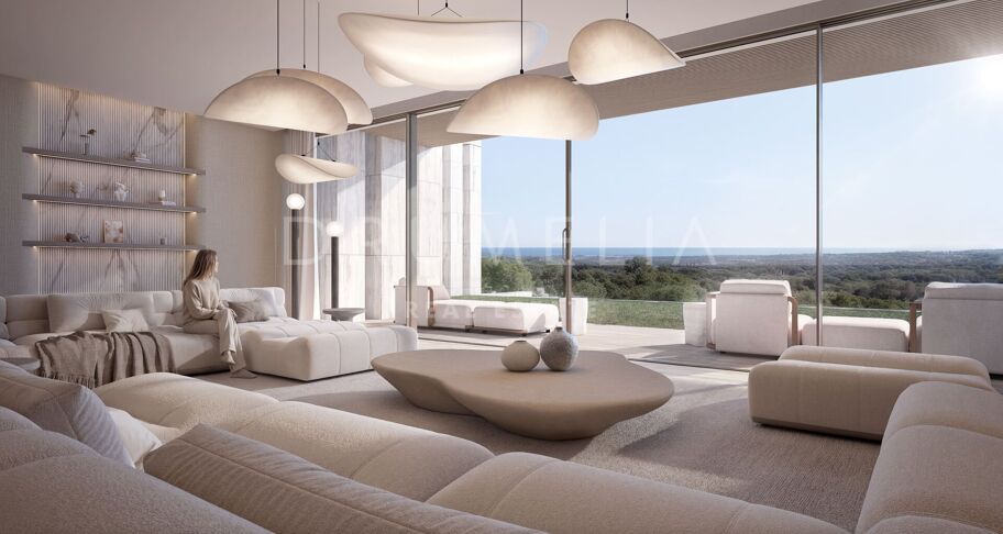 Neubau Villa mit Panoramablick auf das Meer und Gibraltar Ansichten in La Reserva, Sotogrande
