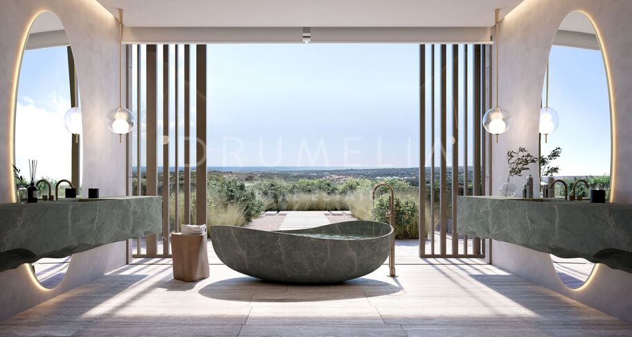 Neubau Villa mit Panoramablick auf das Meer und Gibraltar Ansichten in La Reserva, Sotogrande