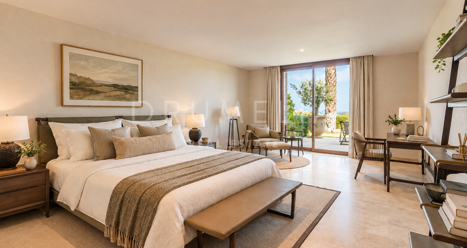 Appartement de luxe avec jardin, piscine privée et vues panoramiques sur la mer à Finca Cortesin