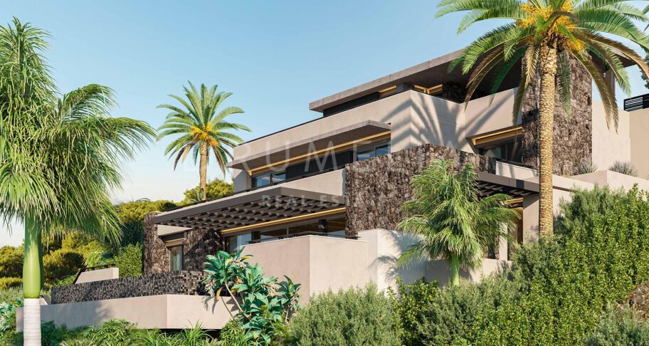 Zeitgenössische Villa mit Panoramablick auf das Meer in El Rosario, Marbella Ost