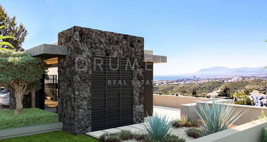 Zeitgenössische Villa mit Panoramablick auf das Meer in El Rosario, Marbella Ost
